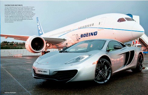 747-8 Intercontinental, 787 Dreamliner with an exotic McLaren MP4-12C sports car