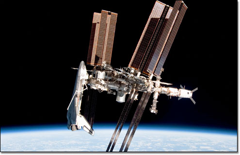 Space Shuttle Endeavour docked to the International Space Station on its final mission in May